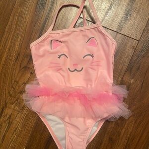 Pink one piece swimsuit kitty cat tutu 18m baby